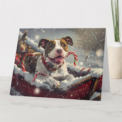 American Staffordshire Dog Christmas Festive  Card