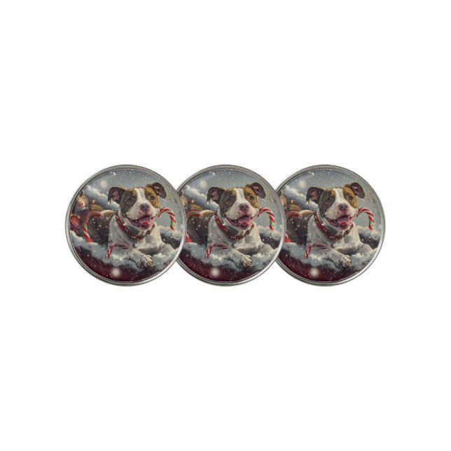 American Staffordshire Dog Christmas Festive  Golf Ball Marker (3 Up)
