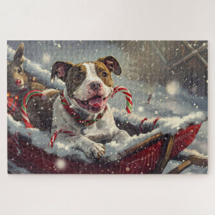 American Staffordshire Dog Christmas Festive Jigsaw Puzzle
