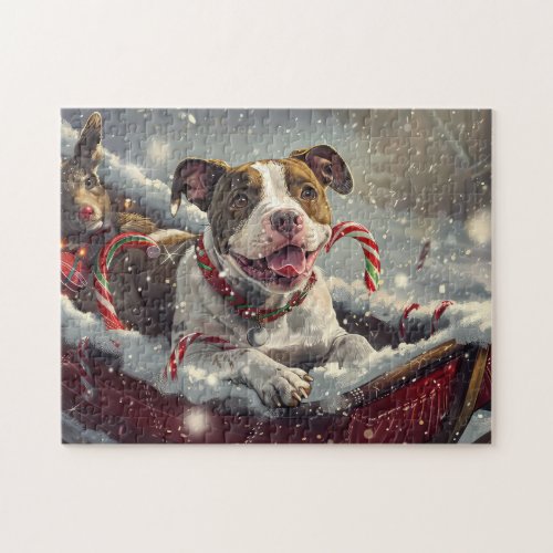 American Staffordshire Dog Christmas Festive  Jigsaw Puzzle