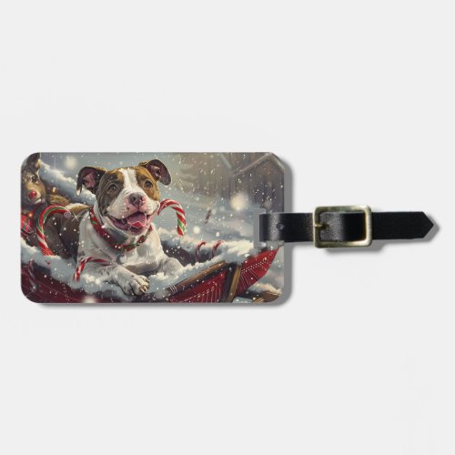 American Staffordshire Dog Christmas Festive  Luggage Tag