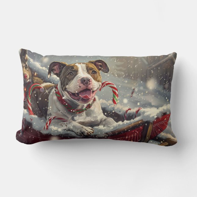 American Staffordshire Dog Christmas Festive  Lumbar Pillow (Front)
