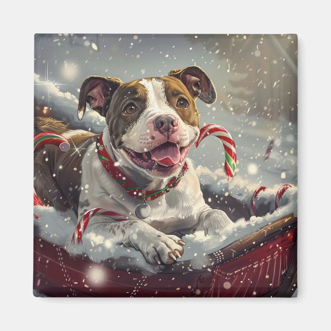 American Staffordshire Dog Christmas Festive  Magnet (Front)