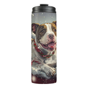 American Staffordshire Dog Christmas Festive Thermal Tumbler