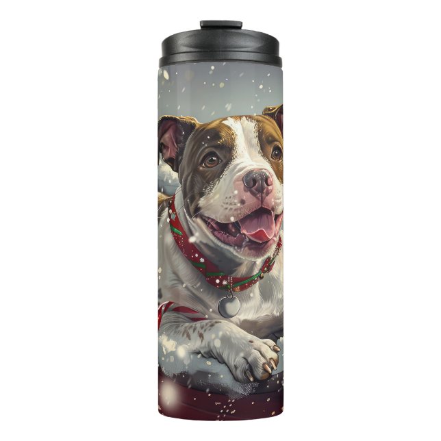 American Staffordshire Dog Christmas Festive  Thermal Tumbler (Front)
