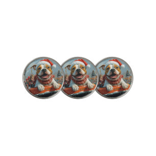 American Staffordshire Dog Christmas Golf Ball Marker