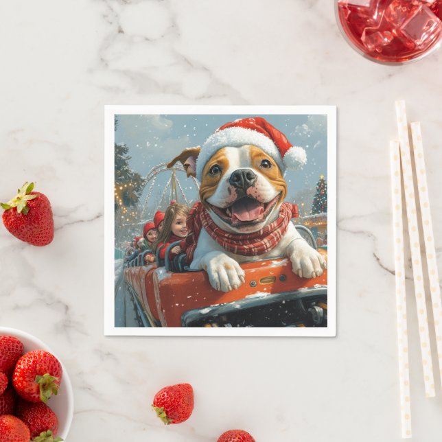 American Staffordshire Dog Christmas Napkins (Insitu)