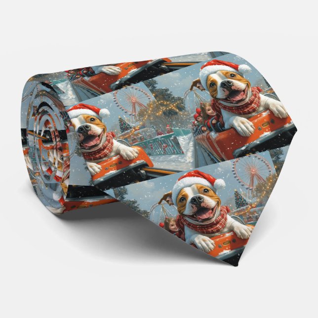 American Staffordshire Dog Christmas Neck Tie (Rolled)
