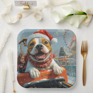 American Staffordshire Dog Christmas Paper Plates