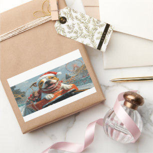 American Staffordshire Dog Christmas Rectangular Sticker