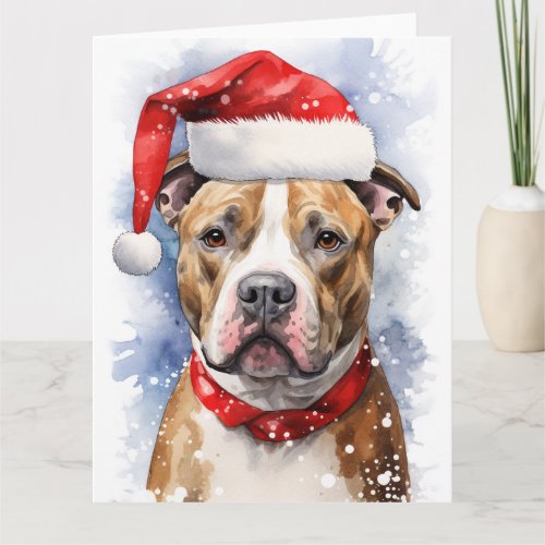 American Staffordshire Dog Christmas Santa Paws Card