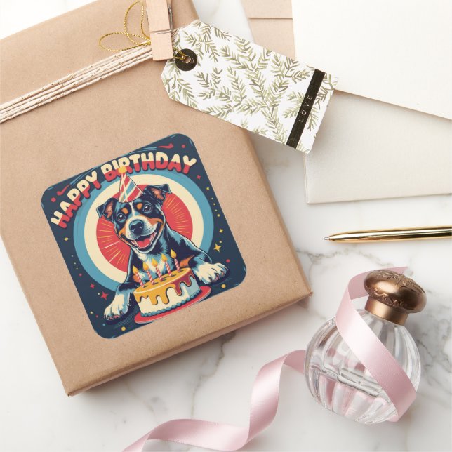 American Staffordshire Dog Colorful  Square Sticker (Gifting)