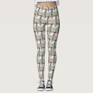 American Staffordshire Dog in Snow Christmas  Leggings