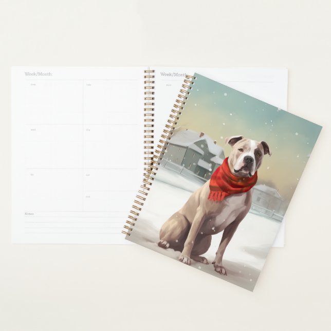 American Staffordshire Dog in Snow Christmas  Planner (Display)