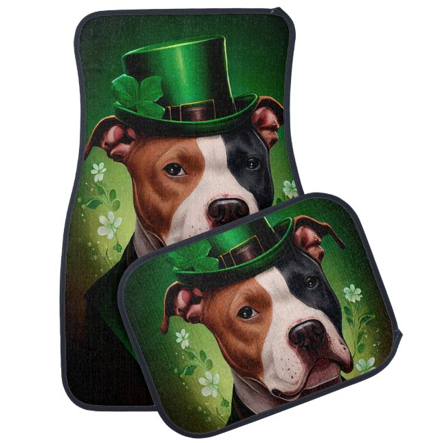 American Staffordshire dog in St. Patrick's Day Car Floor Mat (Set)