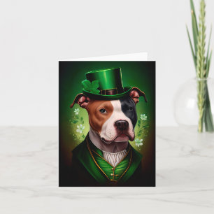 American Staffordshire dog in St. Patrick's Day Card