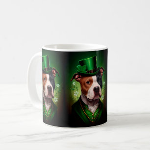 American Staffordshire dog in St. Patrick's Day Coffee Mug