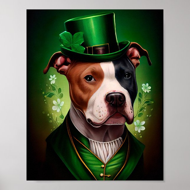 American Staffordshire dog in St. Patrick's Day Poster (Front)