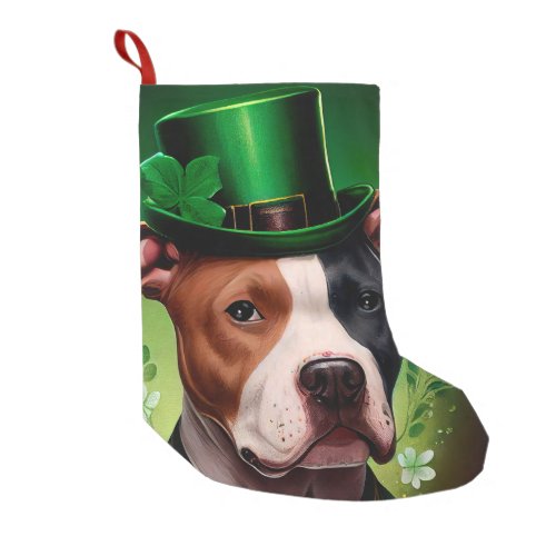 American Staffordshire dog in St Patricks Day Small Christmas Stocking