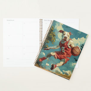 American Staffordshire Dog Playing Basketball Planner