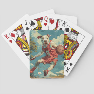 American Staffordshire Dog Playing Basketball Poker Cards