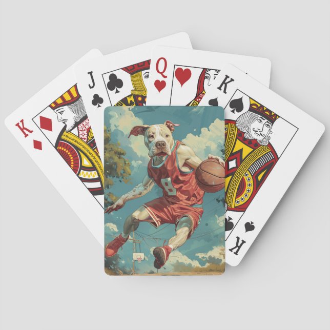 American Staffordshire Dog Playing Basketball Poker Cards (Back)