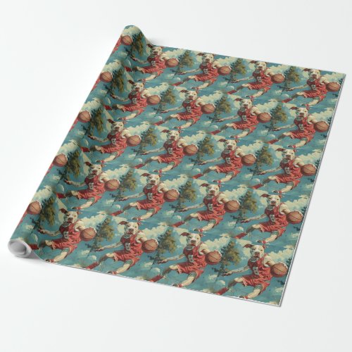 American Staffordshire Dog Playing Basketball Wrapping Paper