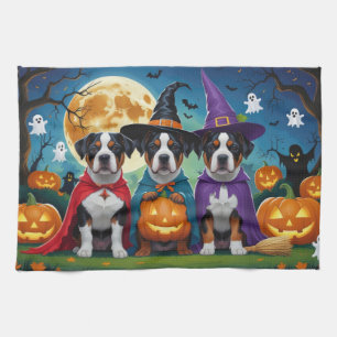 American Staffordshire Dog Pumpkin Halloween Funny Kitchen Towel