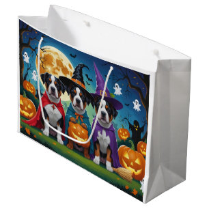 American Staffordshire Dog Pumpkin Halloween Funny Large Gift Bag