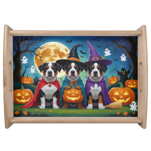 American Staffordshire Dog Pumpkin Halloween Funny Serving Tray