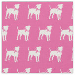 American Staffordshire Dog Silhouette Pink Fabric
