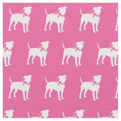 American Staffordshire Dog Silhouette Pink Fabric