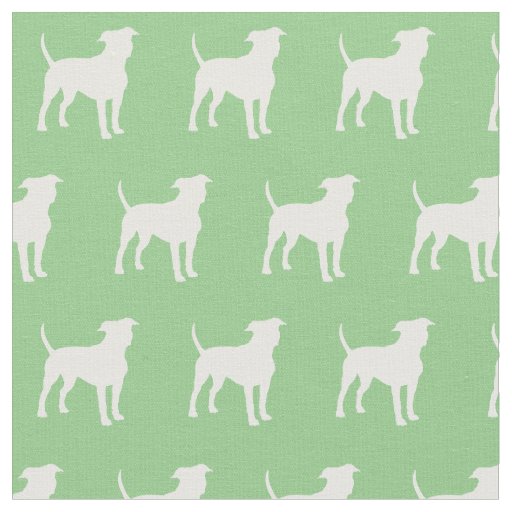 American Staffordshire Dog Silhouette Sage Green Fabric