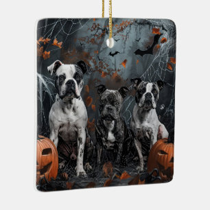 American Staffordshire Halloween Night Doggy  Ceramic Ornament