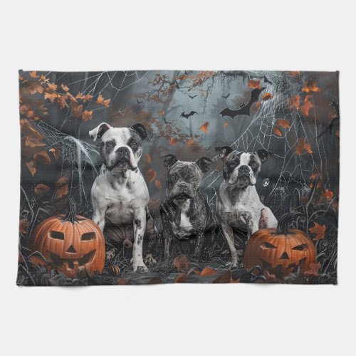 American Staffordshire Halloween Night Doggy  Kitchen Towel