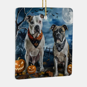 American Staffordshire Halloween Spooky Ceramic Ornament