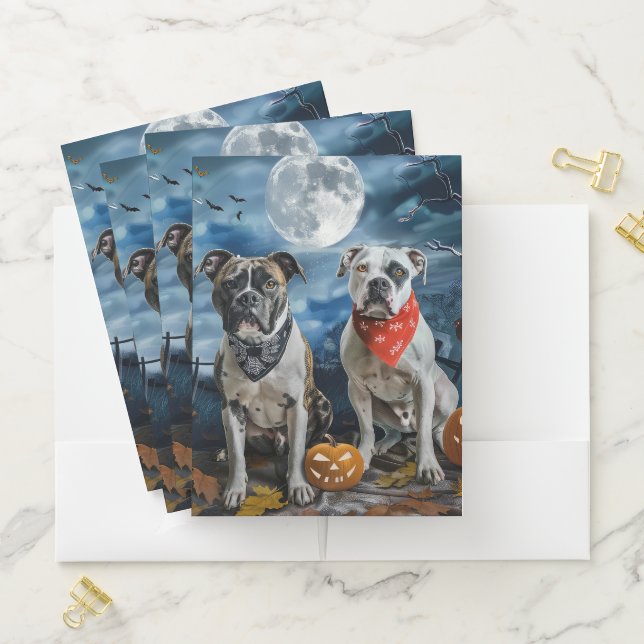 American Staffordshire Halloween Spooky  Pocket Folder (In Situ)