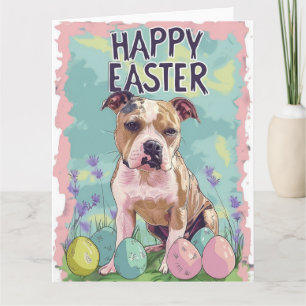 American Staffordshire Happy Easter Card