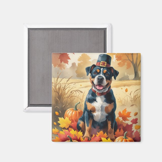 American Staffordshire in Autumn Leaves  Magnet (Front/Back)