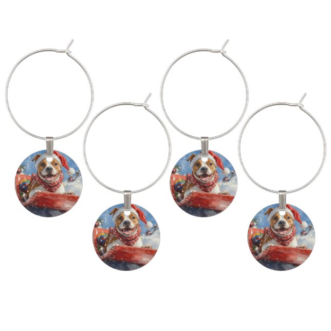 American Staffordshire in Sledge Christmas Wine Charm (Staggered)