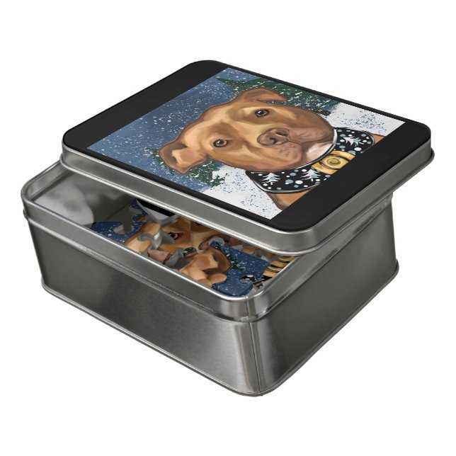 AMERICAN STAFFORDSHIRE  JIGSAW PUZZLE (Lid Open)