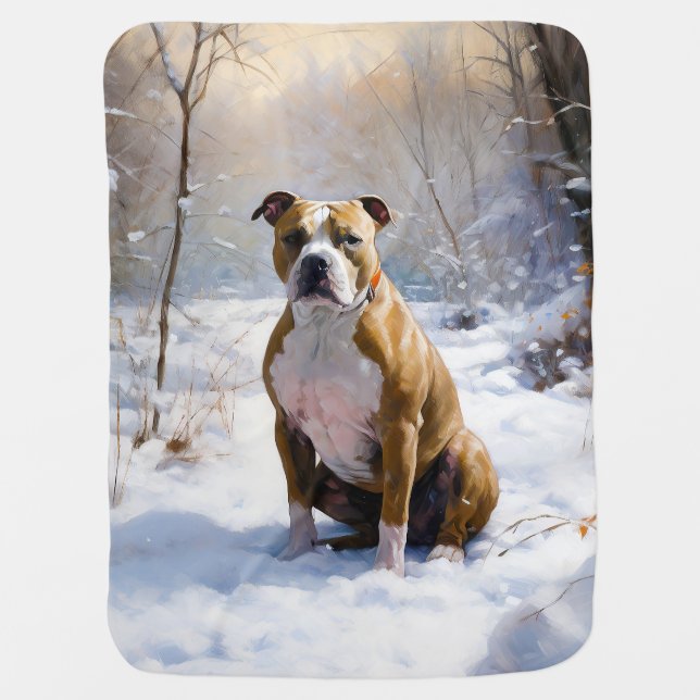 American Staffordshire Let It Snow Christmas  Baby Blanket (Front)