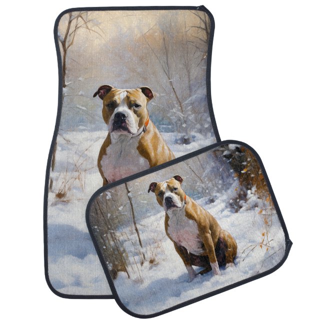 American Staffordshire Let It Snow Christmas  Car Floor Mat (Set)