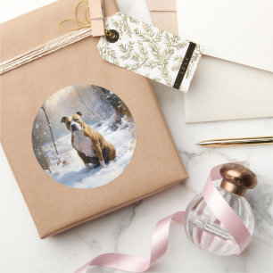 American Staffordshire Let It Snow Christmas Classic Round Sticker