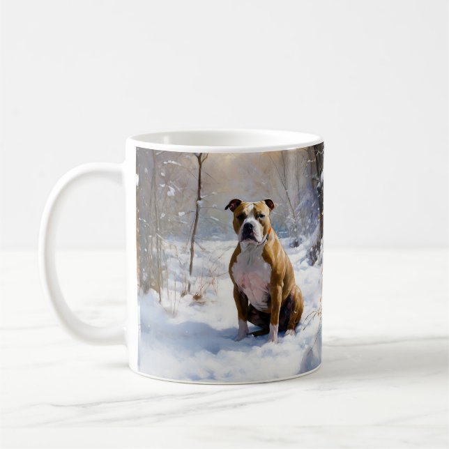 American Staffordshire Let It Snow Christmas  Coffee Mug (Left)