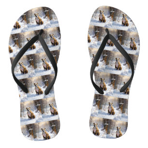 American Staffordshire Let It Snow Christmas Flip Flops
