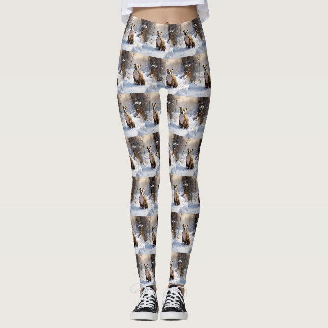 American Staffordshire Let It Snow Christmas  Leggings (Front)