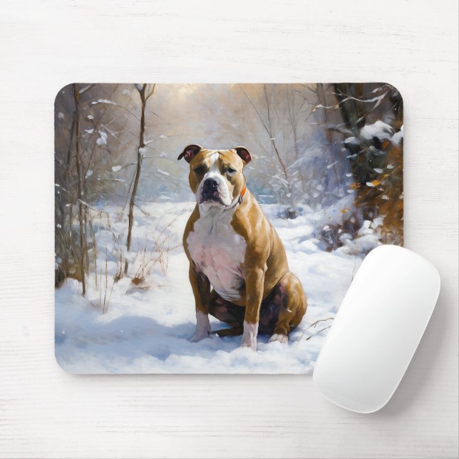 American Staffordshire Let It Snow Christmas  Mouse Pad (With Mouse)