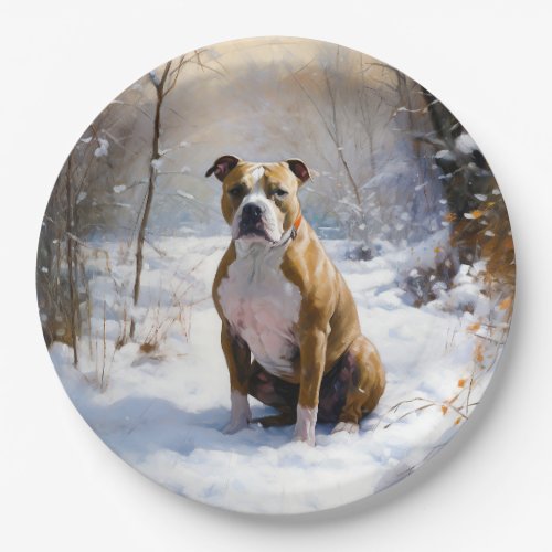 American Staffordshire Let It Snow Christmas  Paper Plates