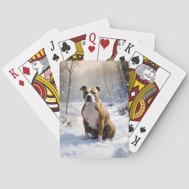 American Staffordshire Let It Snow Christmas  Poker Cards (Back)